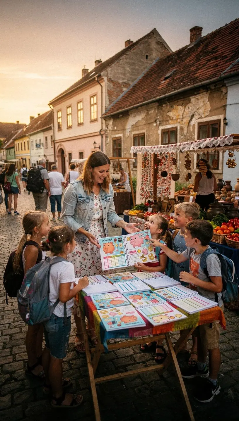 Grafikonokkal és költségvetési táblázatokkal ellátott személyes pénzügyi tervező oldalai.