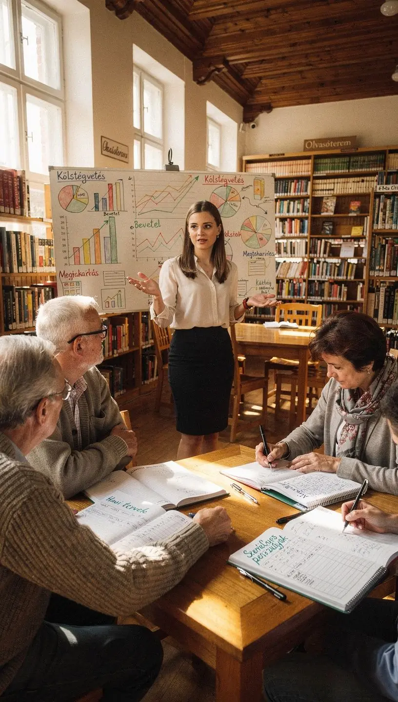 Könyvesbolt polcán kiállított és vásárolható nyomtatott pénzügyi tervezők.