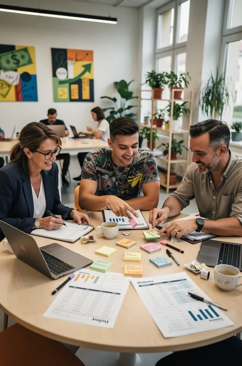 Nyomtatott költségvetési tervező és személyes pénzügyi blog bemutató asztalon helyi könyvesboltban.